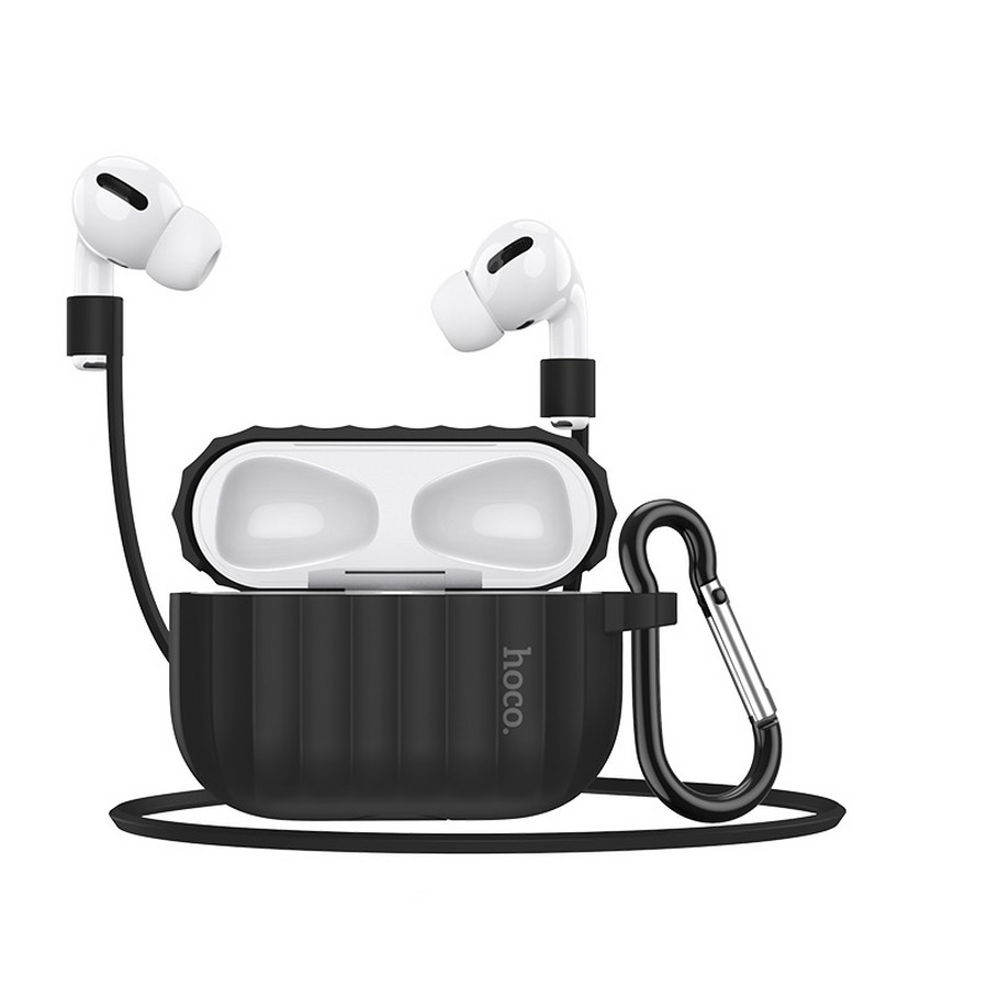 Аксессуары для сотовых оптом: Силиконовый чехол Hoco для Apple AirPods Pro черный