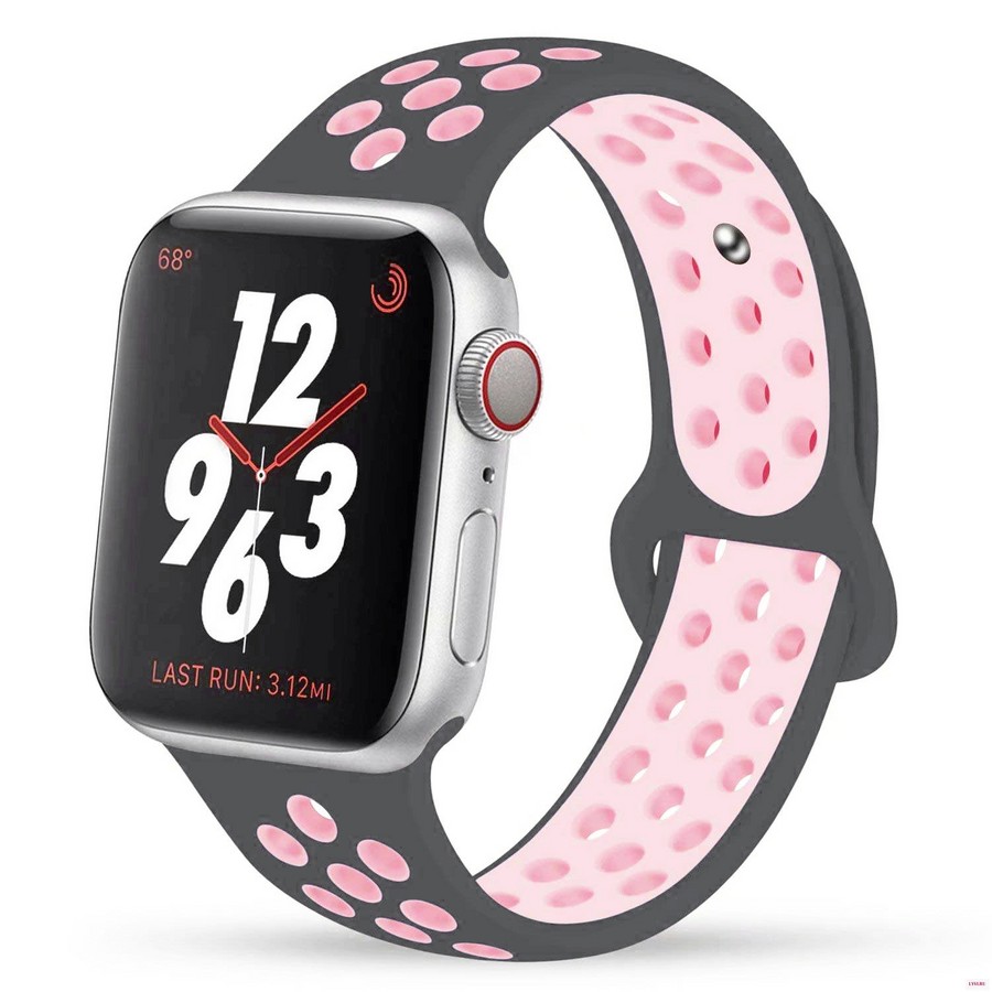 Аксессуары для сотовых оптом: Силиконовый ремешок Nike для Apple Watch 38/40mm серо-розовый