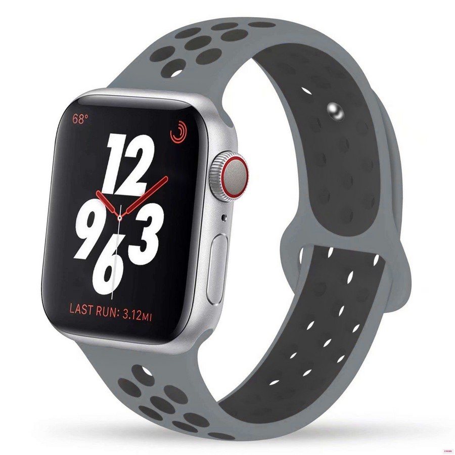 Аксессуары для сотовых оптом: Силиконовый ремешок Nike для Apple Watch 38/40mm серый-темно-серый