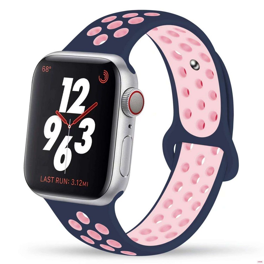 Аксессуары для сотовых оптом: Силиконовый ремешок Nike для Apple Watch 42/44mm темно-синий-розовый