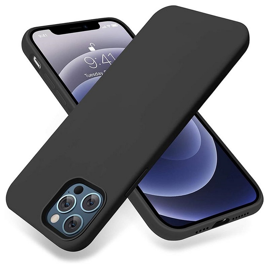 Аксессуары для сотовых оптом: Силиконовая накладка тонкая для Apple iPhone 13 Pro Max (6.7) черный