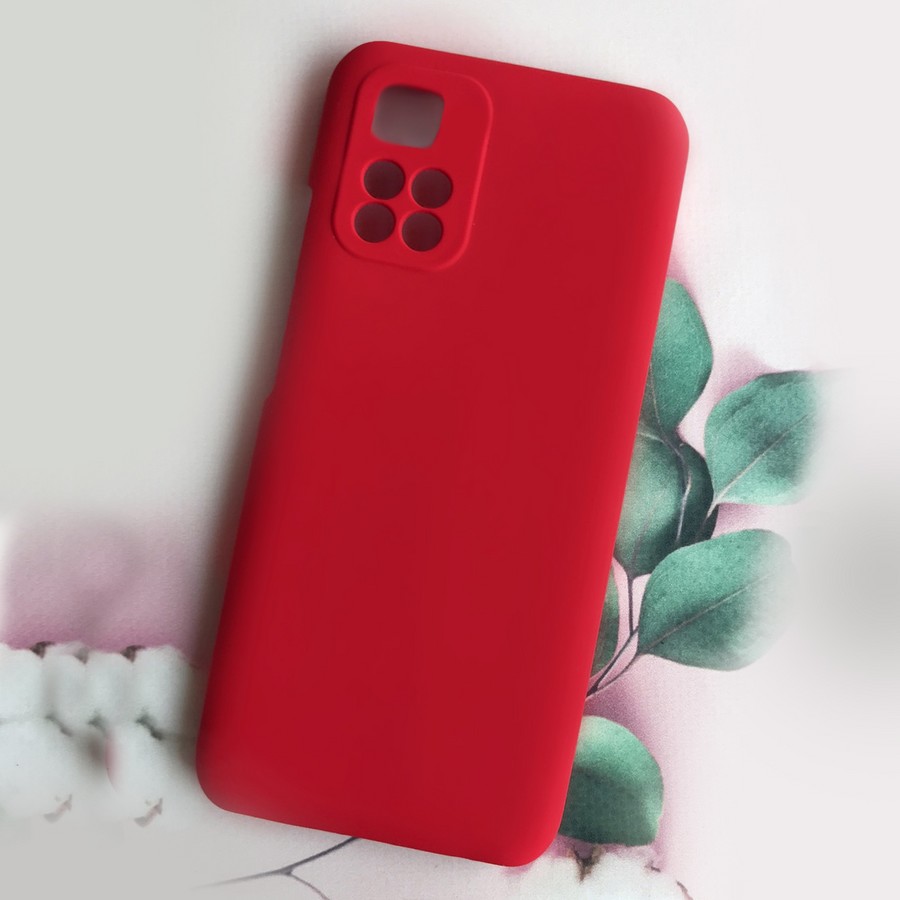 Аксессуары для сотовых оптом: Силиконовая накладка без логотипа Silky soft-touch для Xiaomi Redmi 10 красный