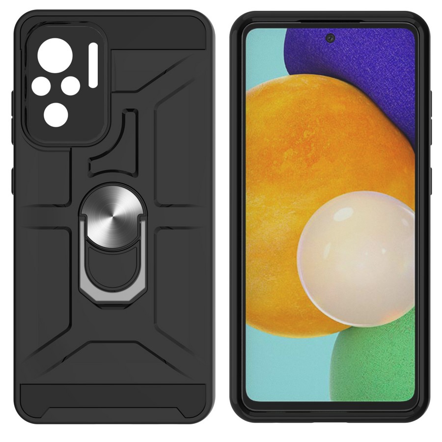 Аксессуары для сотовых оптом: Противоударная накладка Armor Case с кольцом для Xiaomi Redmi Note 10 Pro черный