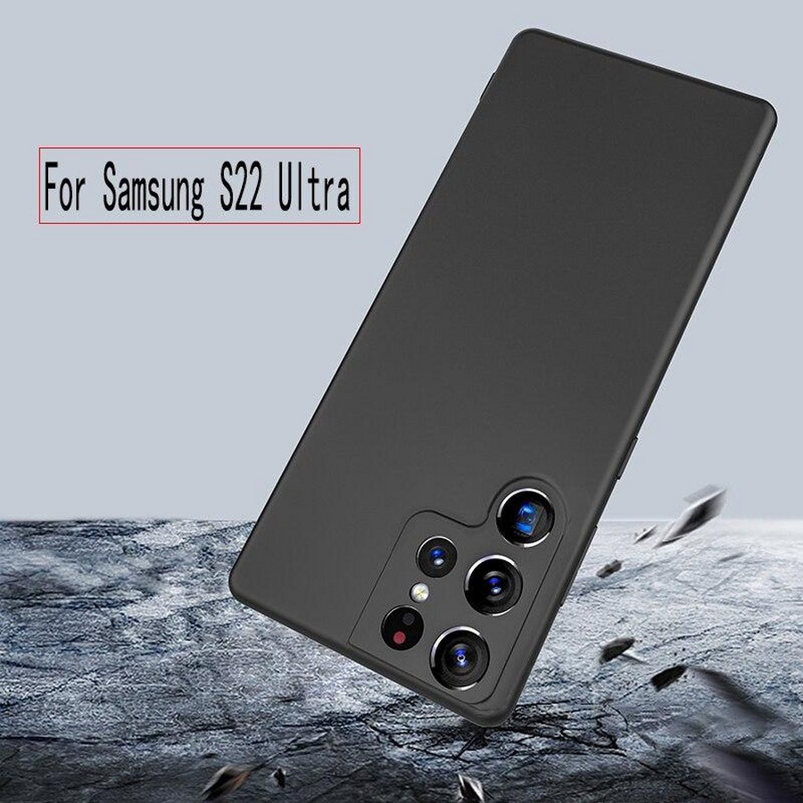 Аксессуары для сотовых оптом: Силиконовая накладка тонкая для Samsung S22 Ultra черный