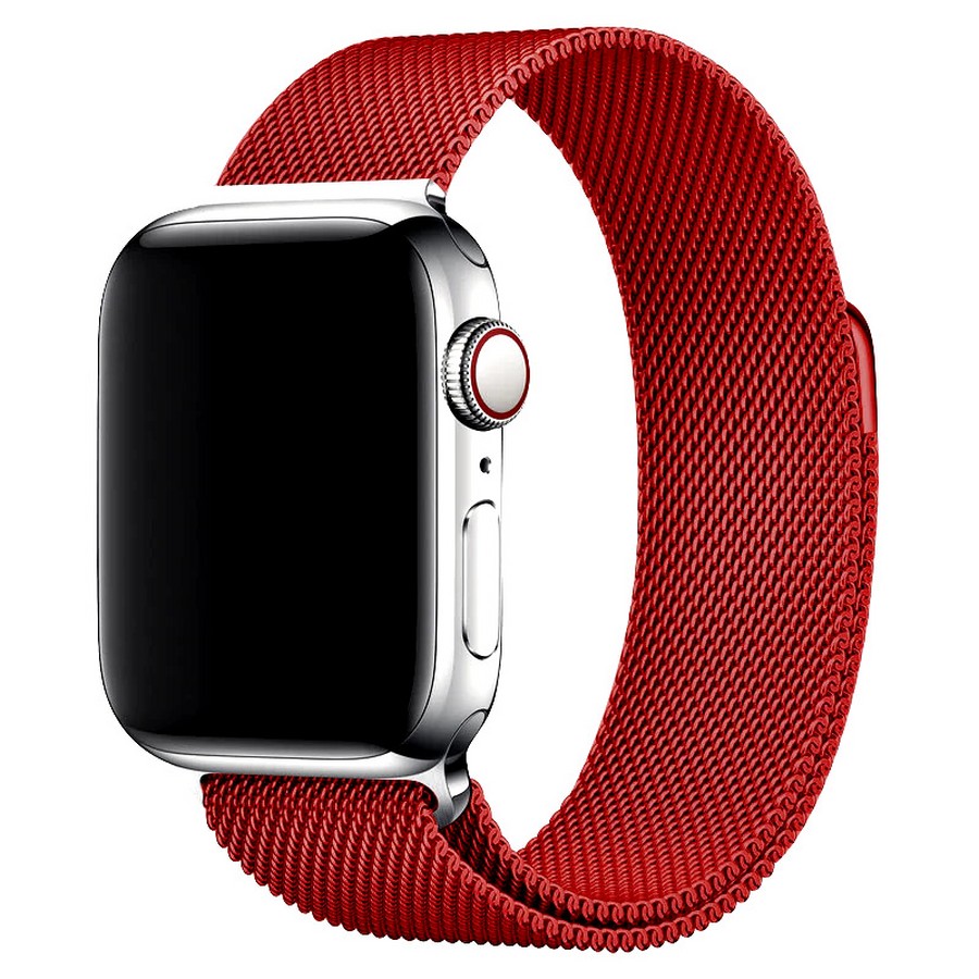 Аксессуары для сотовых оптом: Ремешок металлический Миланская петля для Apple Watch 42/44/45mm красный