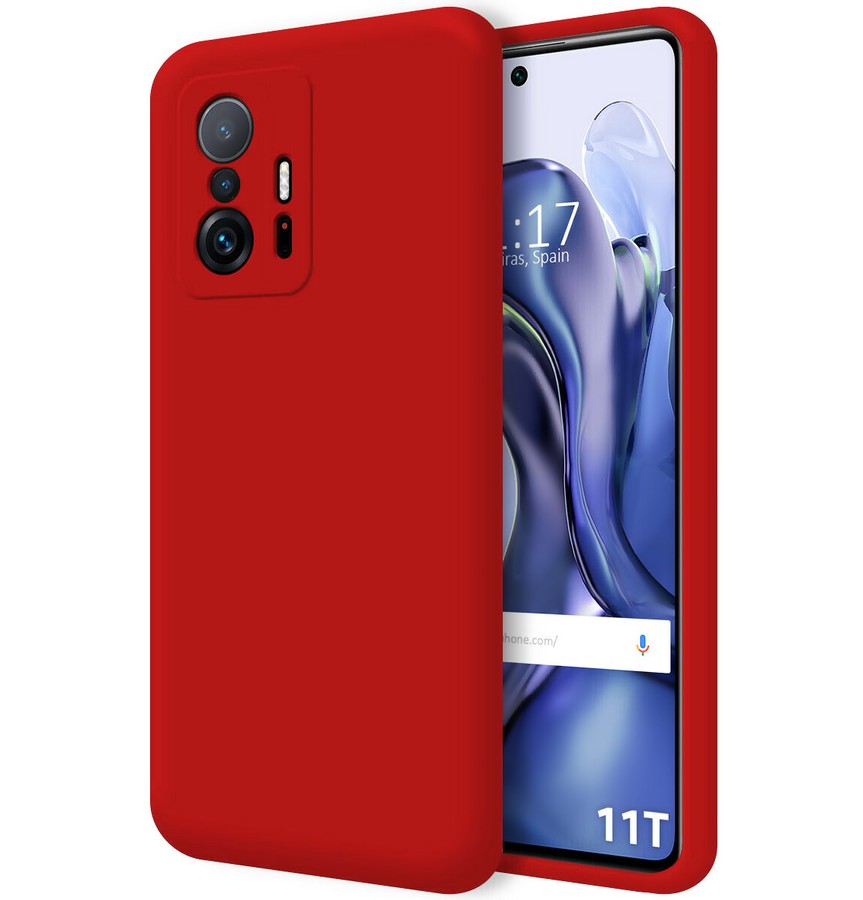 Аксессуары для сотовых оптом: Силиконовая накладка без логотипа Silky soft-touch для Xiaomi 11T/11T Pro красный