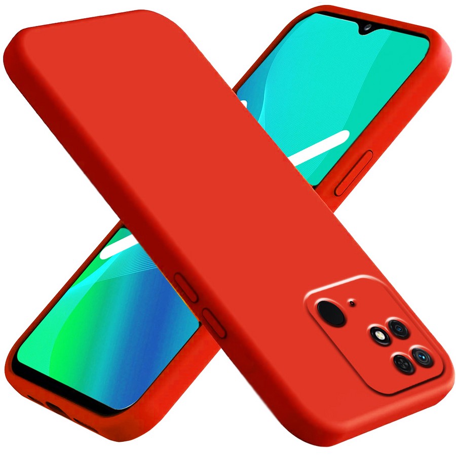 Аксессуары для сотовых оптом: Силиконовая накладка без логотипа Silky soft-touch для Xiaomi Redmi 10C красный