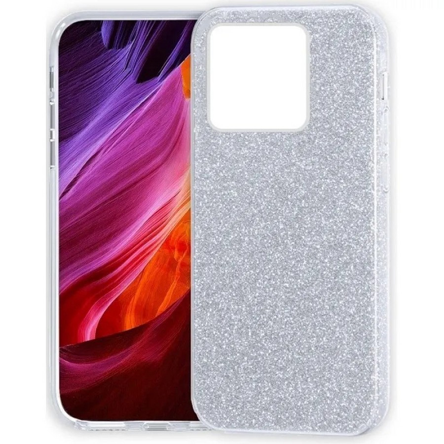 Аксессуары для сотовых оптом: Силиконовая противоударная накладка Diamond для Xiaomi Redmi 10C серебро