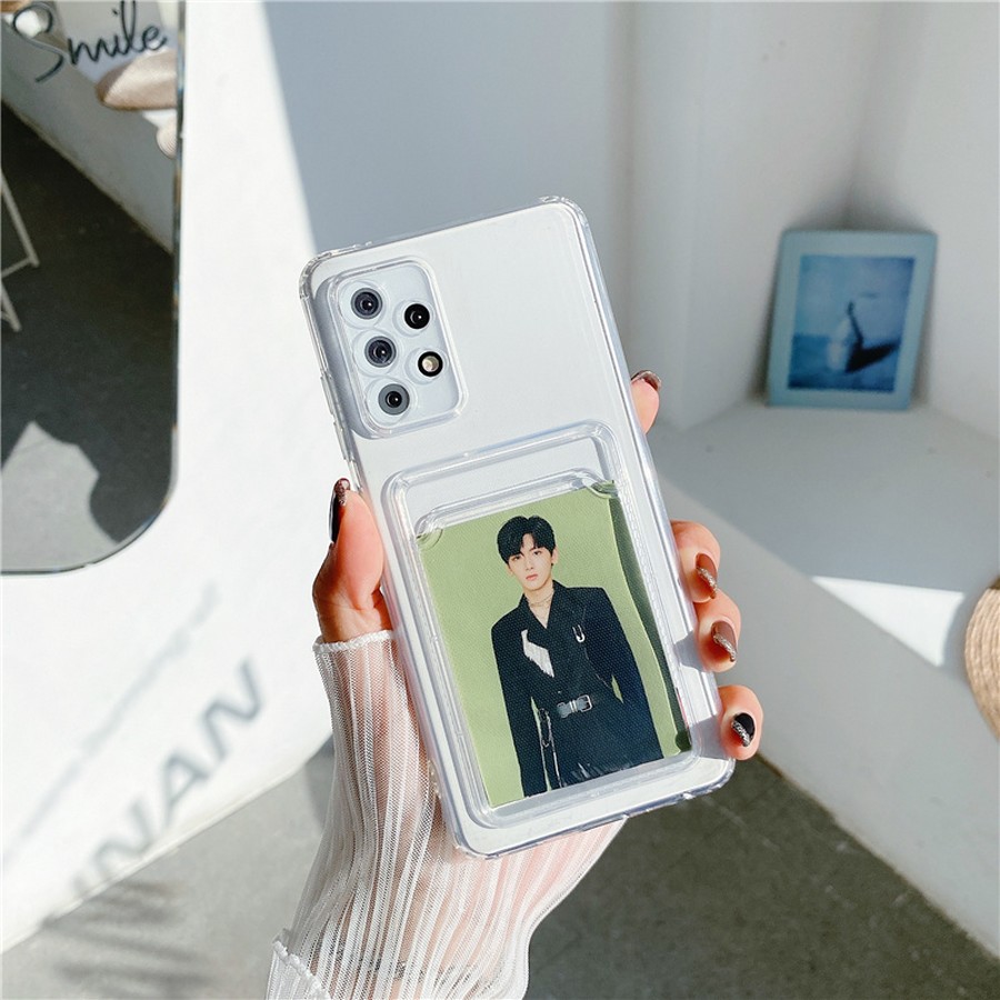 Аксессуары для сотовых оптом: Силиконовая накладка с отсеком для карты с защитой камеры для Samsung A23 прозрачный