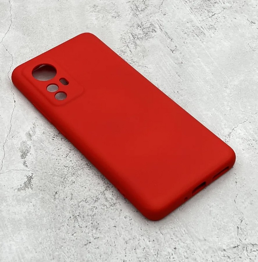Аксессуары для сотовых оптом: Силиконовая накладка без логотипа Silky soft-touch для Xiaomi 12X красный