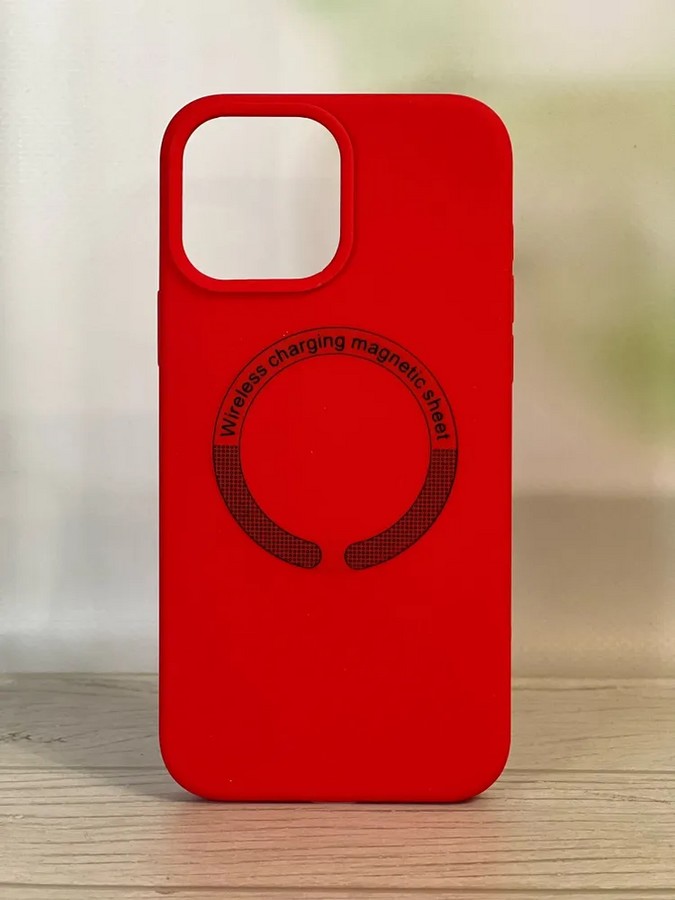 Аксессуары для сотовых оптом: Силиконовая накладка без логотипа Silicone Case MagSafe для Apple iPhone 13 Pro красный