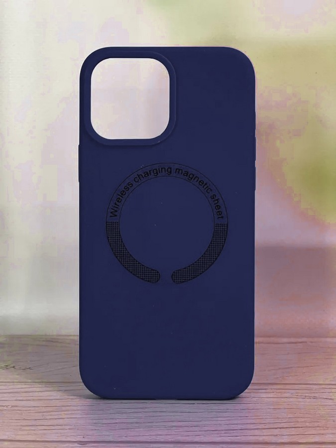 Аксессуары для сотовых оптом: Силиконовая накладка без логотипа Silicone Case MagSafe для Apple iPhone 12/12 Pro синий