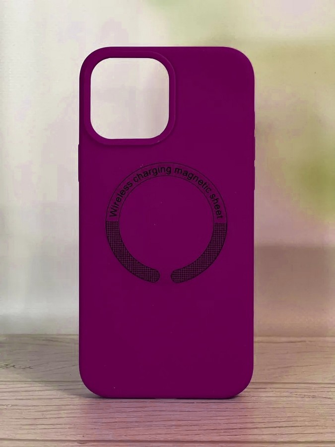 Аксессуары для сотовых оптом: Силиконовая накладка без логотипа Silicone Case MagSafe для Apple iPhone 12 Pro Max темно-сиреневый