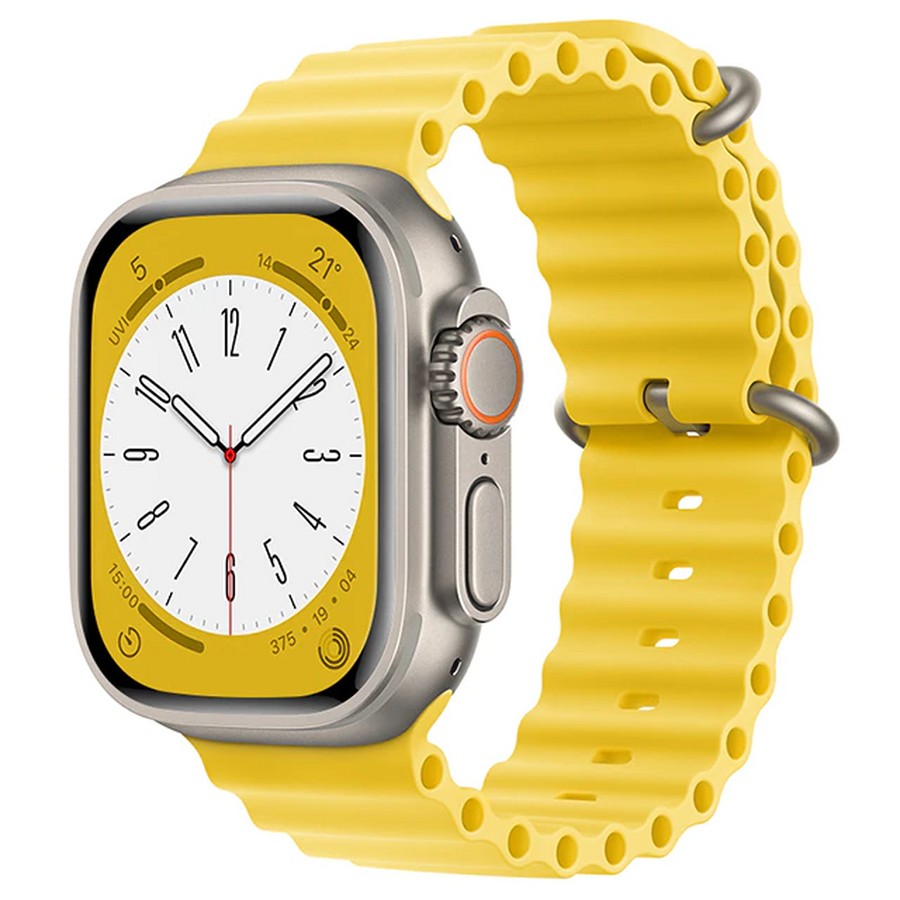 Аксессуары для сотовых оптом: Силиконовый ремешок Ocean Watch Band для Apple Watch Series 49mm желтый