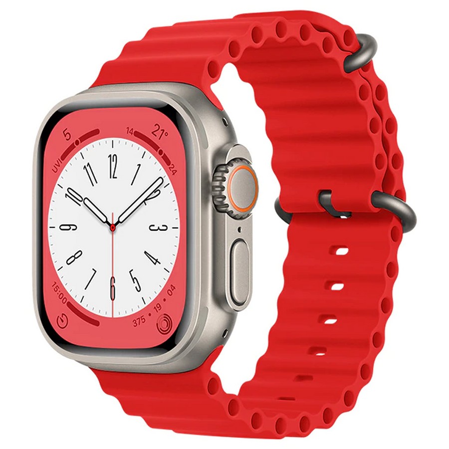 Аксессуары для сотовых оптом: Силиконовый ремешок Ocean Watch Band для Apple Watch Series 49mm красный