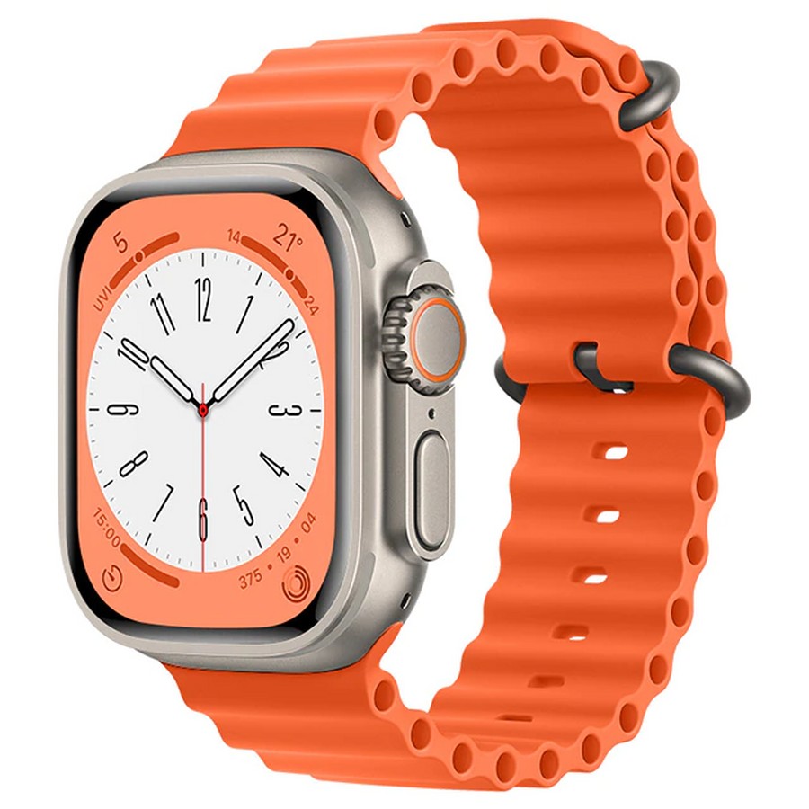 Аксессуары для сотовых оптом: Силиконовый ремешок Ocean Watch Band для Apple Watch Series 49mm оранжевый