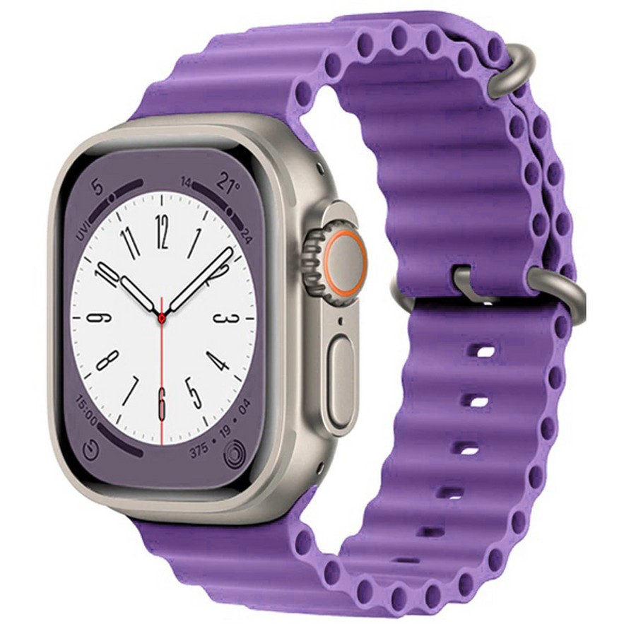 Аксессуары для сотовых оптом: Силиконовый ремешок Ocean Watch Band для Apple Watch Series 49mm лавандовый