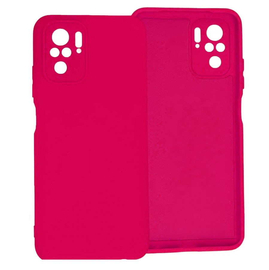 Аксессуары для сотовых оптом: Силиконовая накладка без логотипа Silky soft-touch для Xiaomi Redmi Poco M5S/Note 10 ярко-розовый