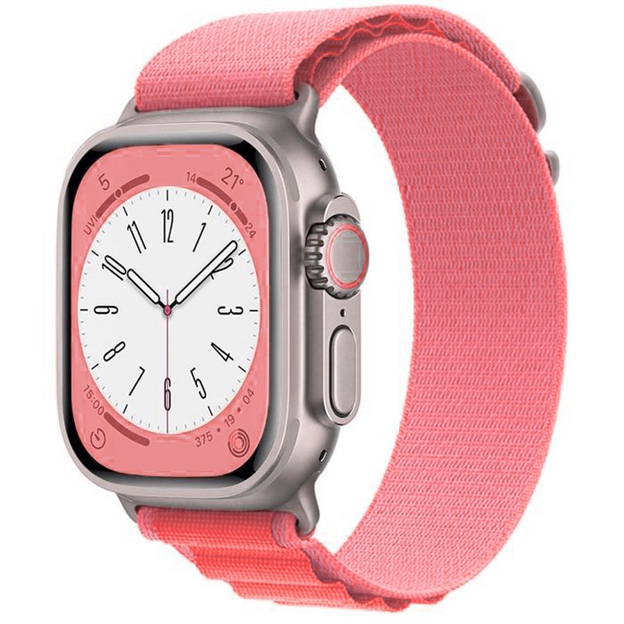 Аксессуары для сотовых оптом: Ремешок Альпийская петля нейлон для Apple Watch 42/44/45/49mm розовый