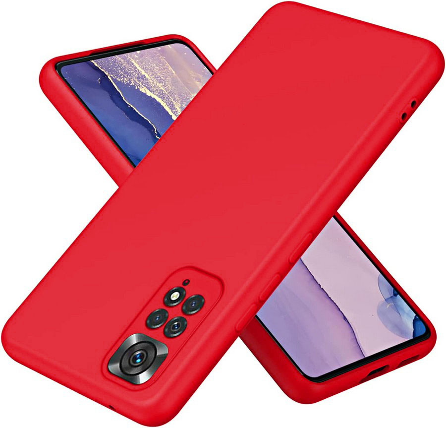 Аксессуары для сотовых оптом: Силиконовая накладка без логотипа Silky soft-touch для Xiaomi Redmi Note 11s красный