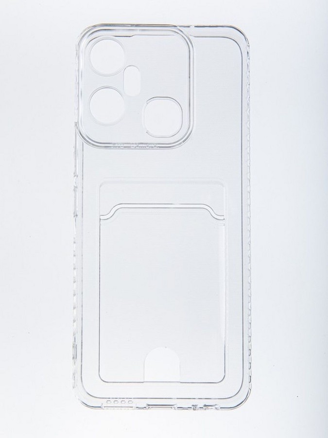 Аксессуары для сотовых оптом: Силиконовая накладка с отсеком для карты с защитой камеры для Infinix Smart 6+ прозрачный