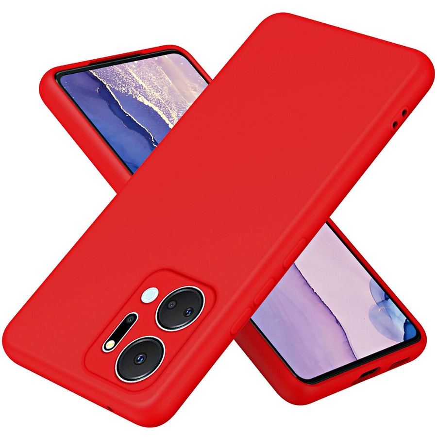 Аксессуары для сотовых оптом: Силиконовая накладка без логотипа Silky soft-touch для Huawei Honor X7A красный