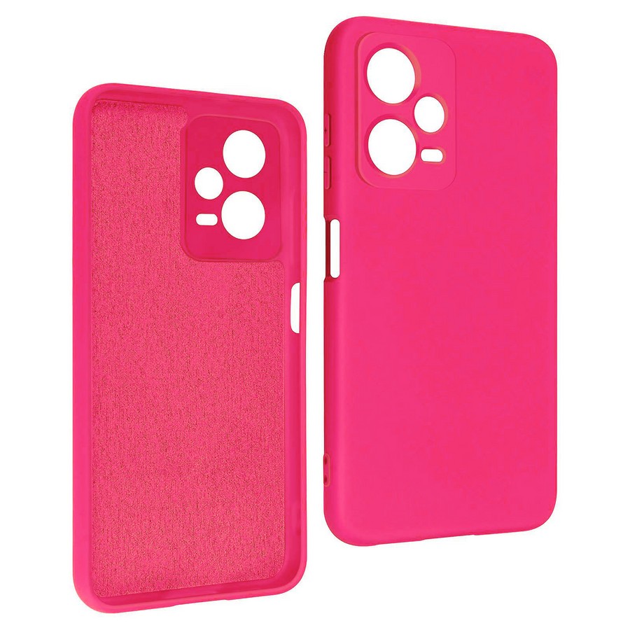 Аксессуары для сотовых оптом: Силиконовая накладка без логотипа Silky soft-touch для Xiaomi Redmi Note 12 ярко-розовый