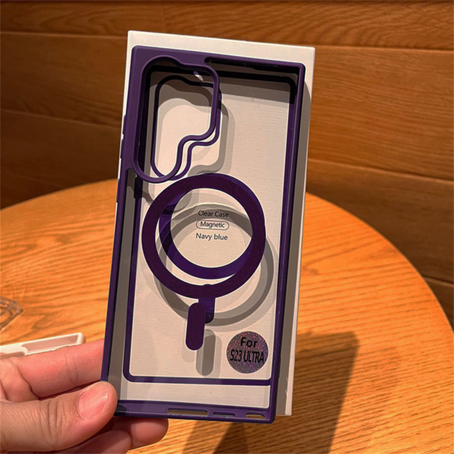 Аксессуары для сотовых оптом: Силиконовая накладка с Magsafe для Samsung S23 Ultra фиолетовый