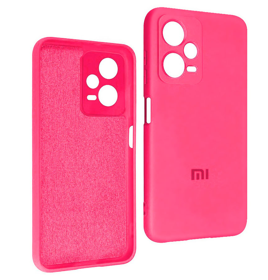 Аксессуары для сотовых оптом: Силиконовая накладка Silky soft-touch для Xiaomi Redmi Note 12 5G/Pocco X5 ярко-розовый
