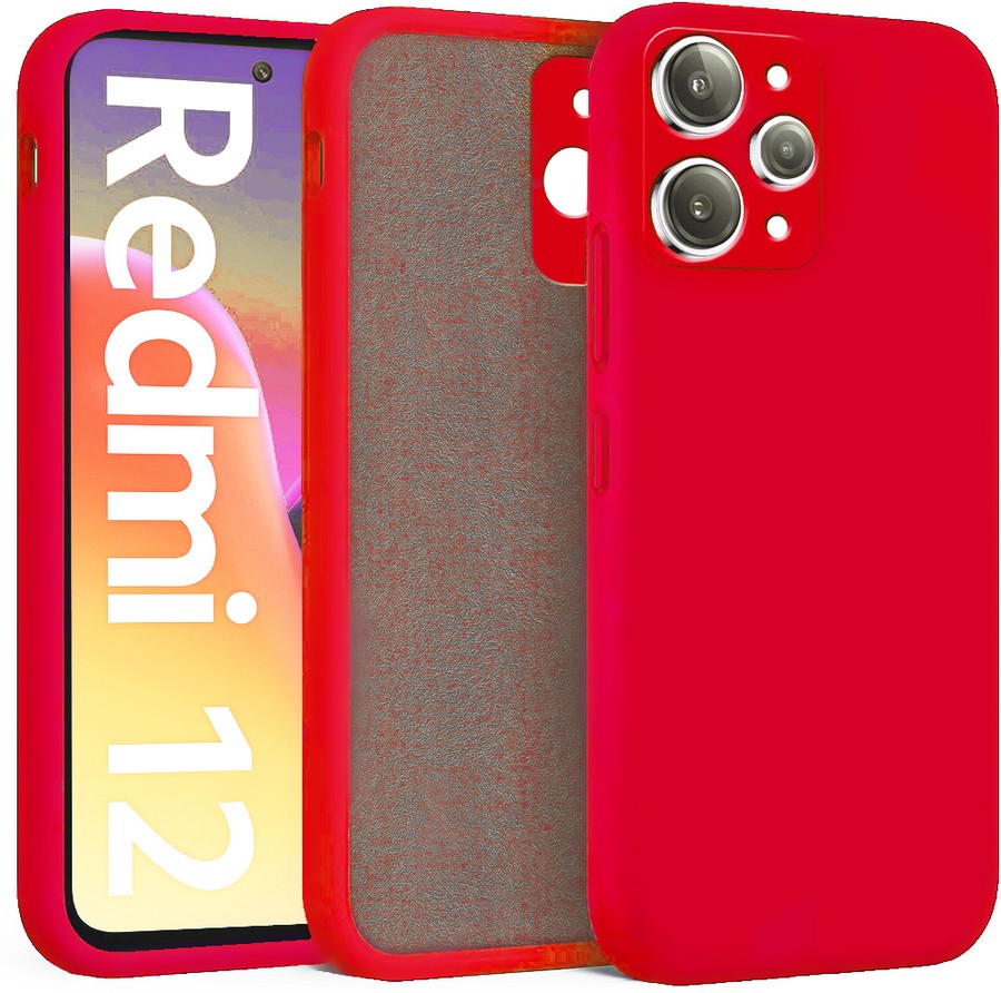 Аксессуары для сотовых оптом: Силиконовая накладка без логотипа Silky soft-touch для Xiaomi Redmi 12 красный