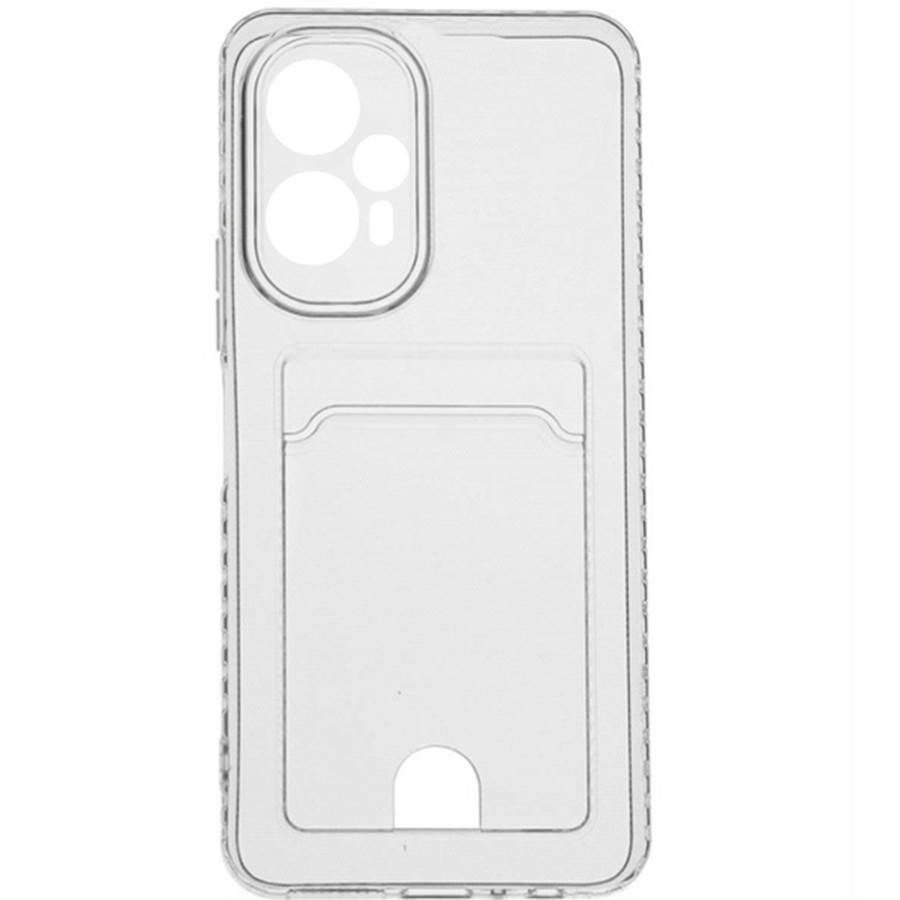 Аксессуары для сотовых оптом: Силиконовая накладка с отсеком для карты с защитой камеры Xiaomi Poco F5 прозрачный