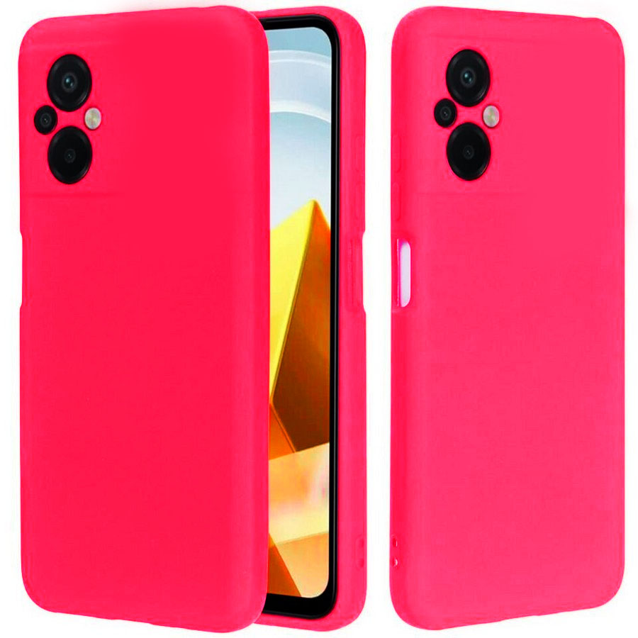 Аксессуары для сотовых оптом: Силиконовая накладка без логотипа Silky soft-touch для Xiaomi Redmi Poco M5 ярко-розовый