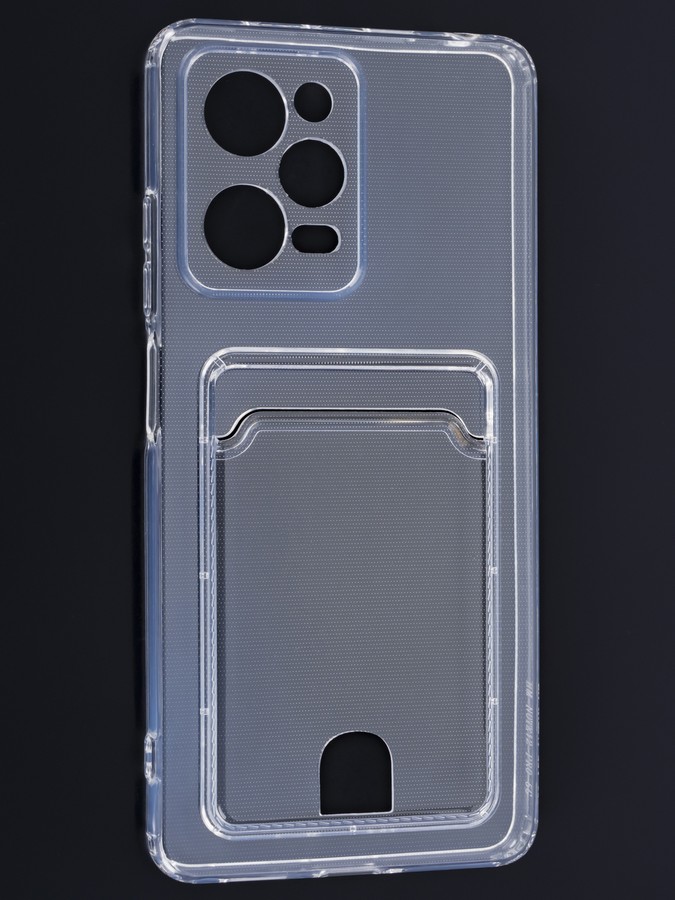 Аксессуары для сотовых оптом: Силиконовая накладка с отсеком для карты с защитой камеры для Xiaomi Redmi Poco X5 Pro прозрачный