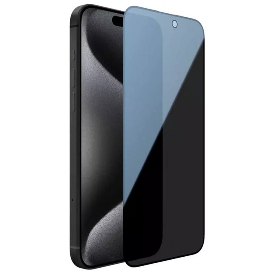 Аксессуары для сотовых оптом: Защитное стекло антишпион (тех.пак) для Apple iPhone 15+ (6.7) черный