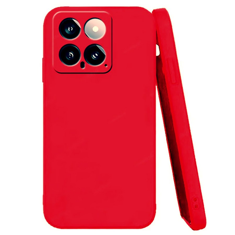 Аксессуары для сотовых оптом: Силиконовая накладка без логотипа Silky soft-touch для Xiaomi 14 красный