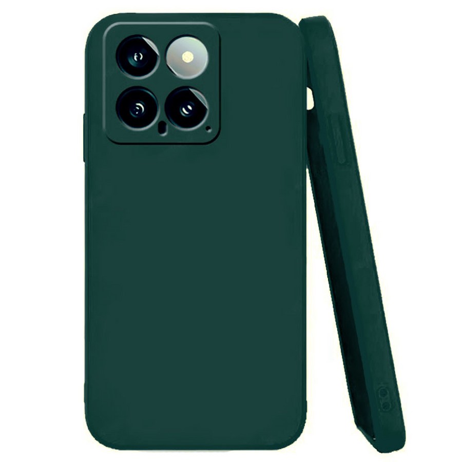 Аксессуары для сотовых оптом: Силиконовая накладка без логотипа Silky soft-touch для Xiaomi 14 зеленый