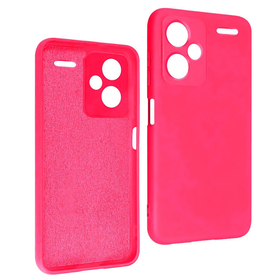 Аксессуары для сотовых оптом: Силиконовая накладка без логотипа Silky soft-touch для Xiaomi Redmi Note 13 Pro+ ярко-розовый
