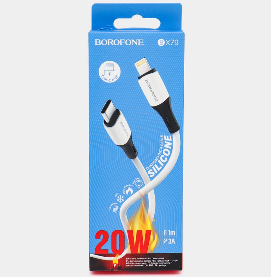 Аксессуары для сотовых оптом: USB кабель Borofone BX79 Type-C/Lightning 3A 20W белый
