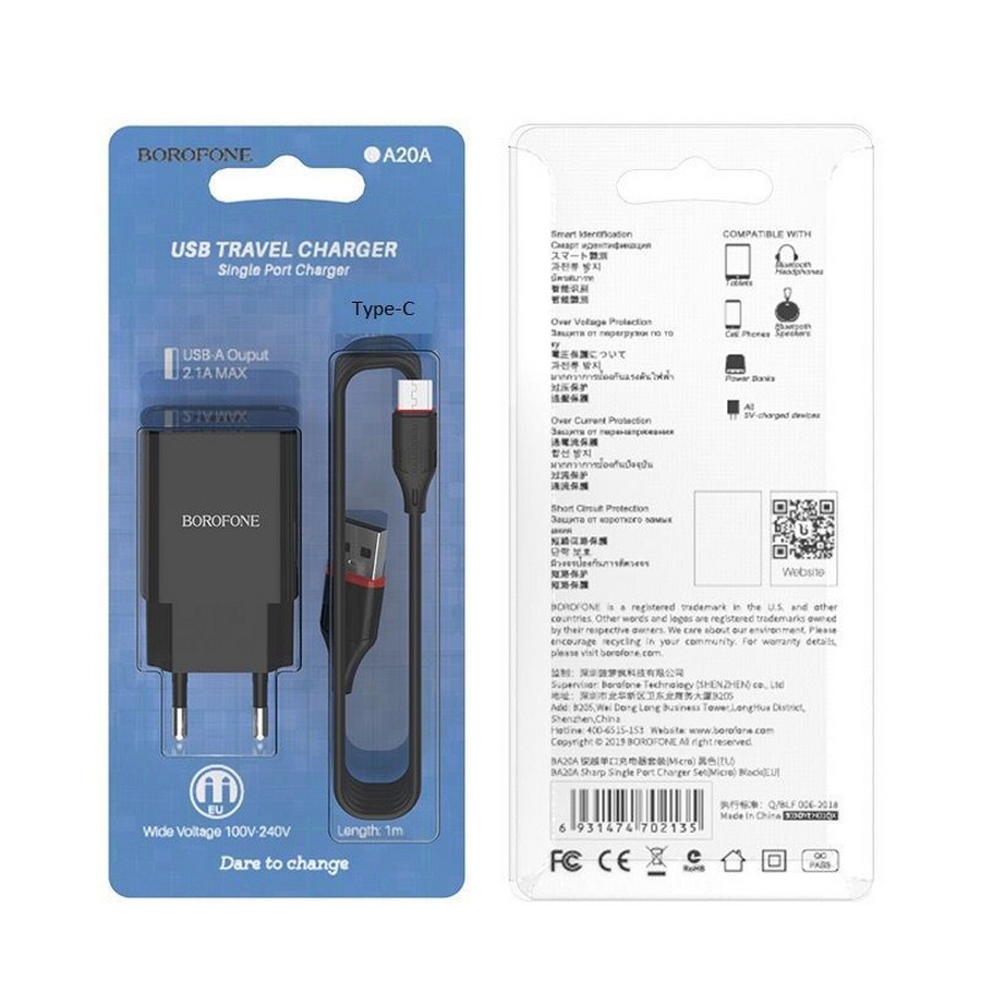    :  Borofone BA20A 1 USB  Type-C 