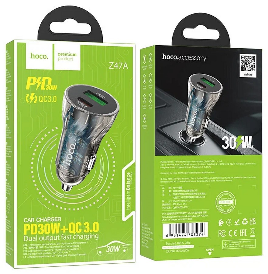   :  HOCO Z47A USB QC 3.0 PD30W 
