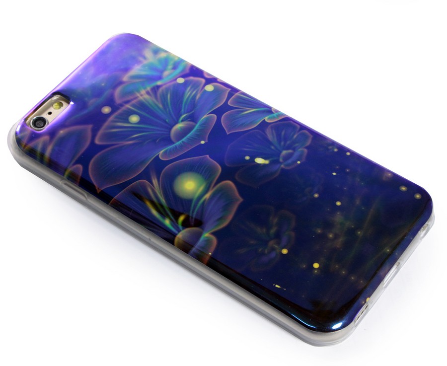 Аксессуары для сотовых оптом: Силиконовая накладка с рисунком для Samsung S6 Ночные цветы