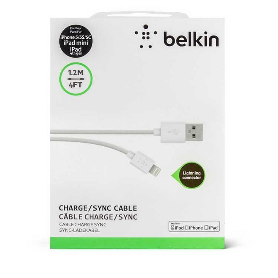 Аксессуары для сотовых оптом: Кабель Belkin USB 1.2 метра для Apple iPhone 5/6 белый