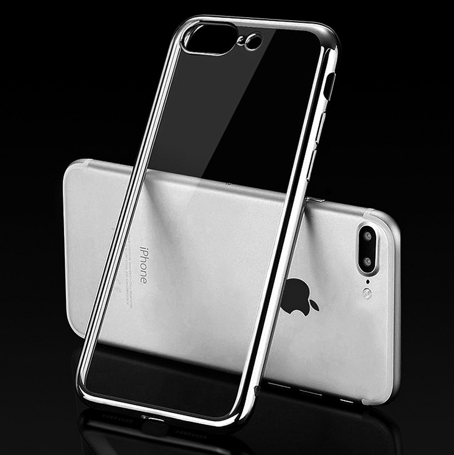 Аксессуары для сотовых оптом: Силиконовая накладка с бампером для Apple iPhone 7+ / iPhone 8+ серебро