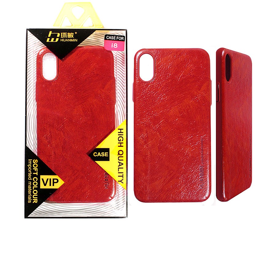 Аксессуары для сотовых оптом: Кожаная накладка Huanmin для Apple iPhone X красный