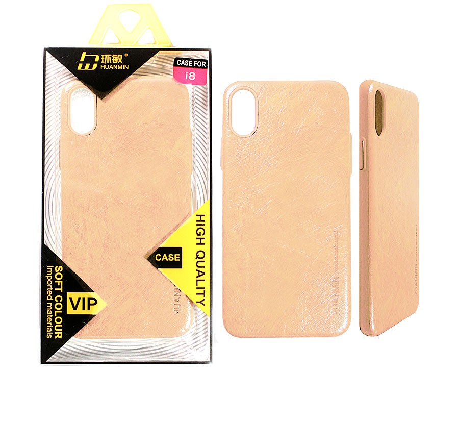 Аксессуары для сотовых оптом: Кожаная накладка Huanmin для Apple iPhone X золото