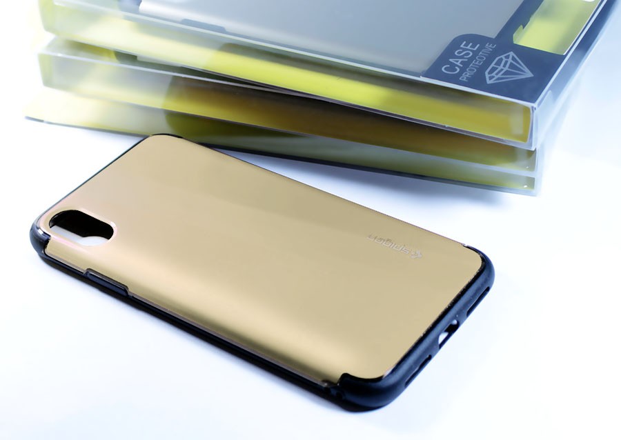Аксессуары для сотовых оптом: Противоударная накладка Spigen для Apple iPhone X золото