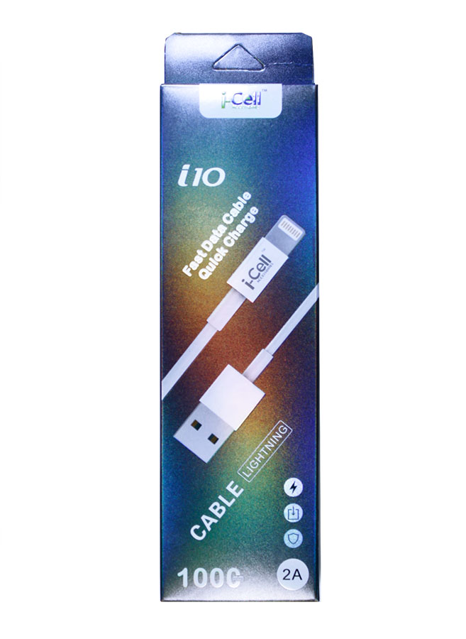 Аксессуары для сотовых оптом: USB кабель I-Cell i10 lightning белый