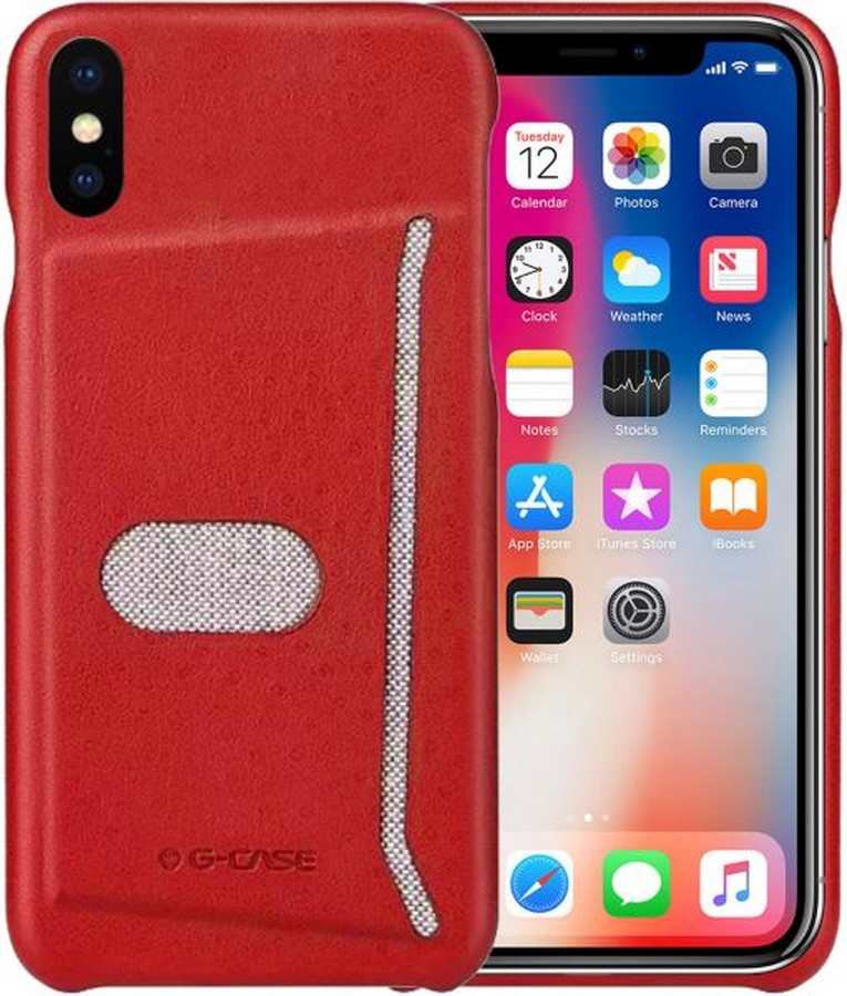 Аксессуары для сотовых оптом: Кожаная накладка G-Case Jazz Series для Apple iPhone X красный