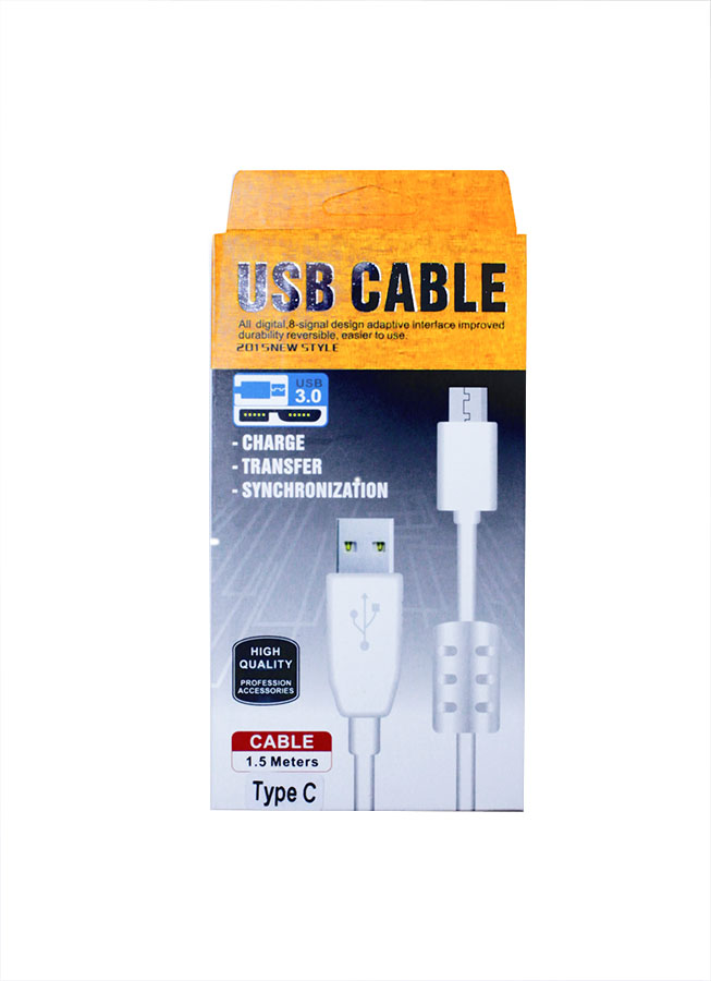 Аксессуары для сотовых оптом: USB кабель( Type-C) высокоскоростной 1.5 метра белый