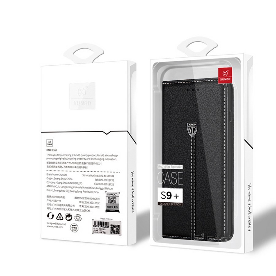 Аксессуары для сотовых оптом: Кожаный чехол-книга Xundd Noble Series для Samsung S9+ черный